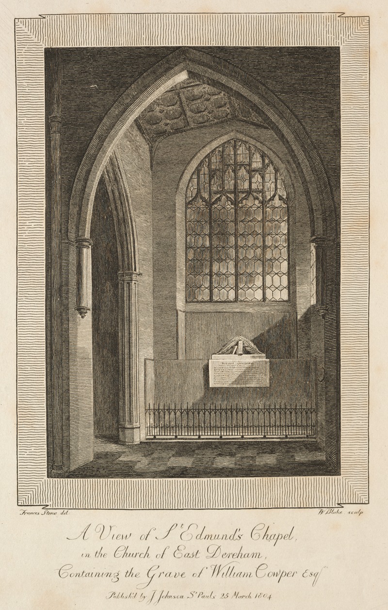 William Blake - View of St. Edmund’s Chapel in the Church of East Dereham, containing the Grave of William Cowper Esquire