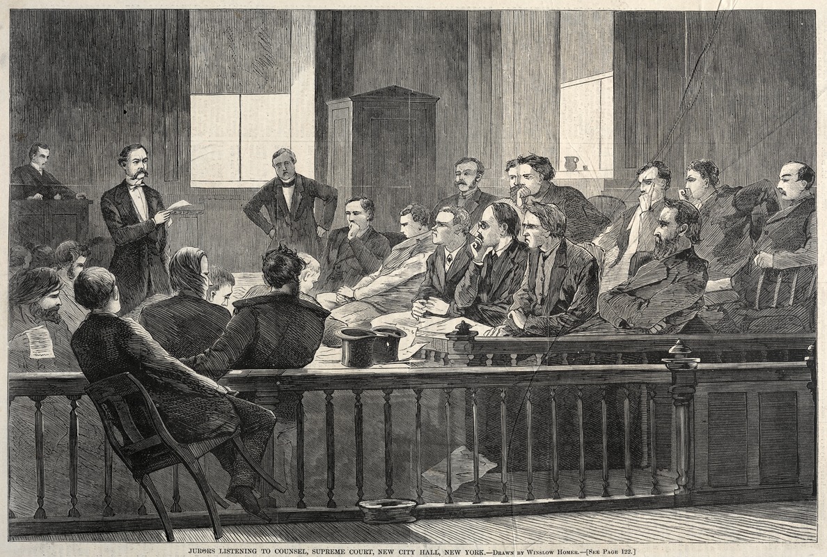 Winslow Homer - Jurors Listening to Counsel, Supreme Court, New City Hall, New York