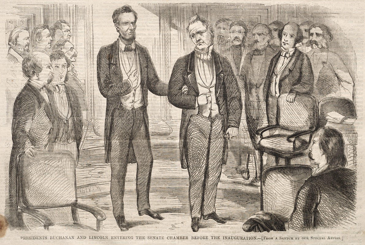 Winslow Homer - Presidents Buchanan and Lincoln Entering the Senate Chamber before the Inauguration