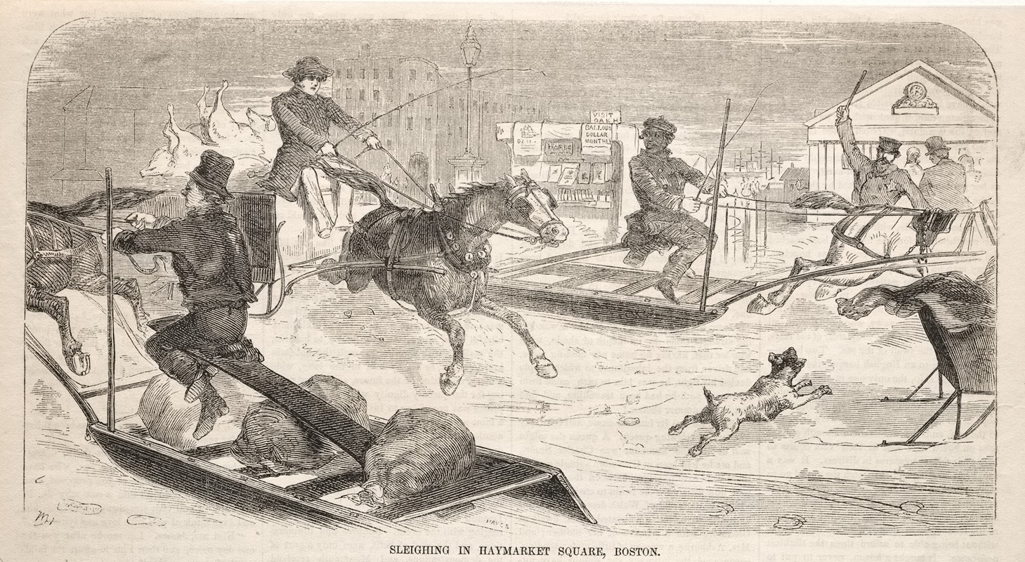 Winslow Homer - Sleighing in Haymarket Square, Boston