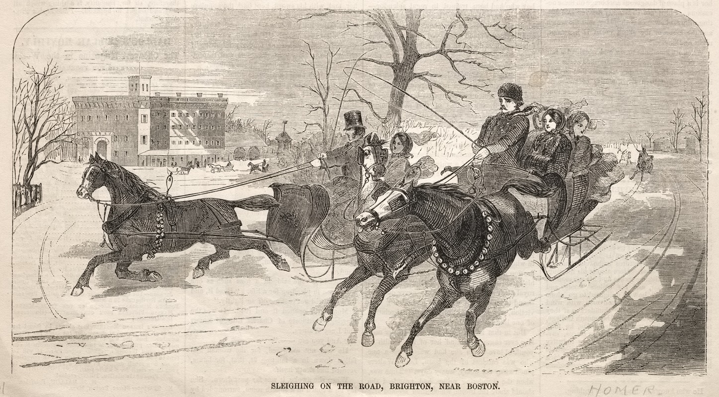 Winslow Homer - Sleighing on the Road, Brighton, near Boston