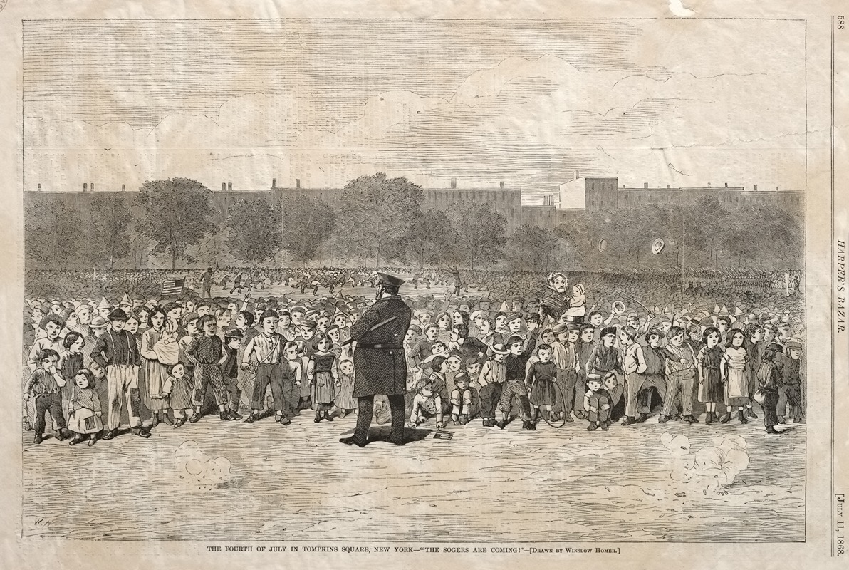 Winslow Homer - The Fourth of July in Tompkins Square, New York – ‘The Sogers Are Coming’