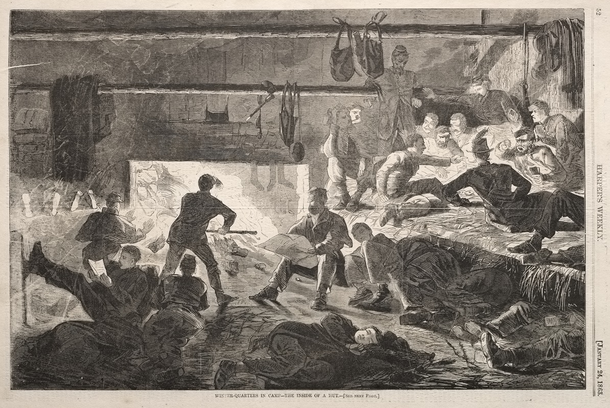 Winslow Homer - Winter Quarters in Camp – The Inside of a Hut