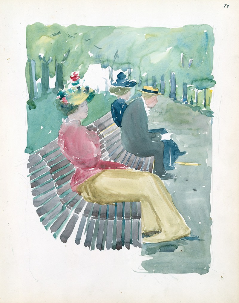 Maurice Prendergast - A man and two women sitting in the park