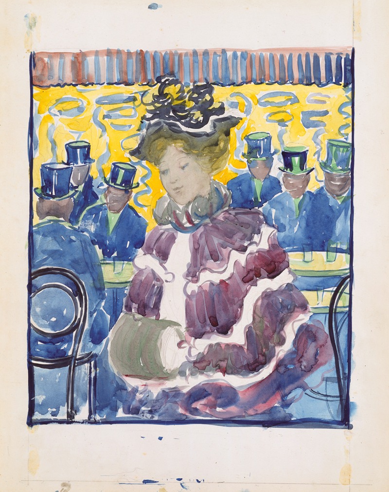 Maurice Prendergast - A woman passing a café