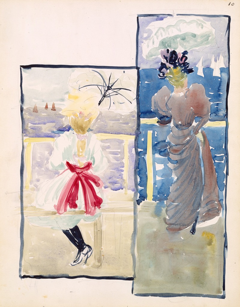 Maurice Prendergast - A young girl and a woman gazing out to sea