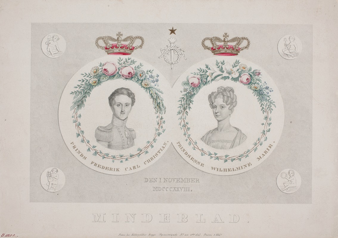 Oluf Olufsen Bagge - Mindeblad for prins Frederik, senere kong Frederik d. 7, og prinsesse Wilhelmine