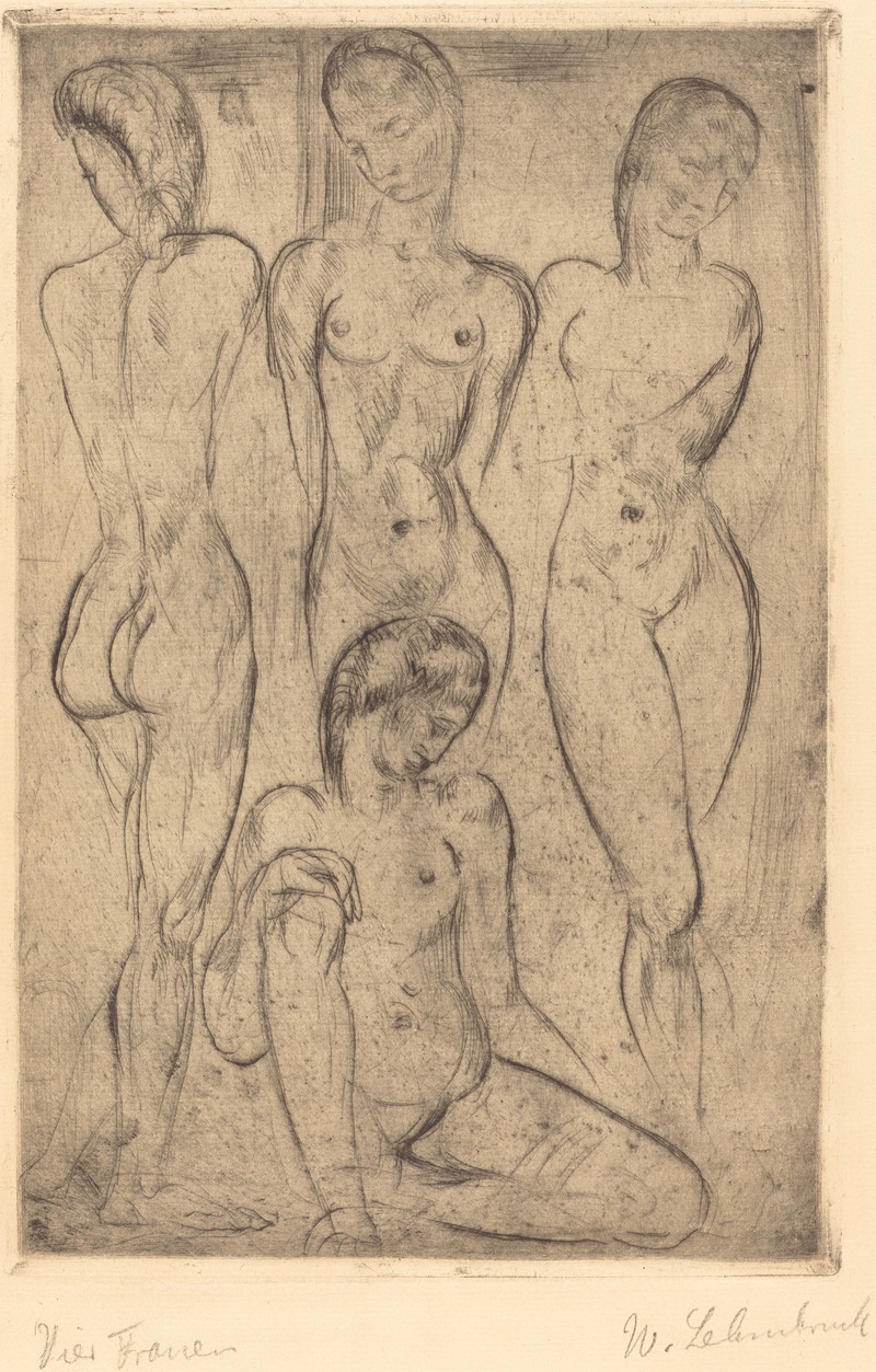 Wilhelm Lehmbruck - Four Women; Three Standing, One Sitting (VierFrauen; drei stehend, eine sitzend)