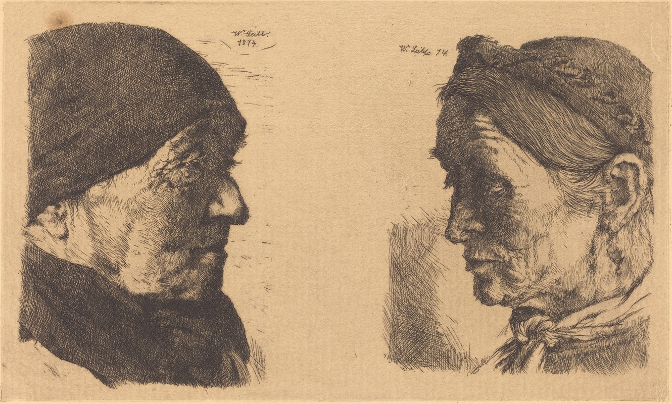 Wilhelm Leibl - Portrait of an Old Peasant Woman, in Profile to the Right, and Peasant Woman with Closed Eyes