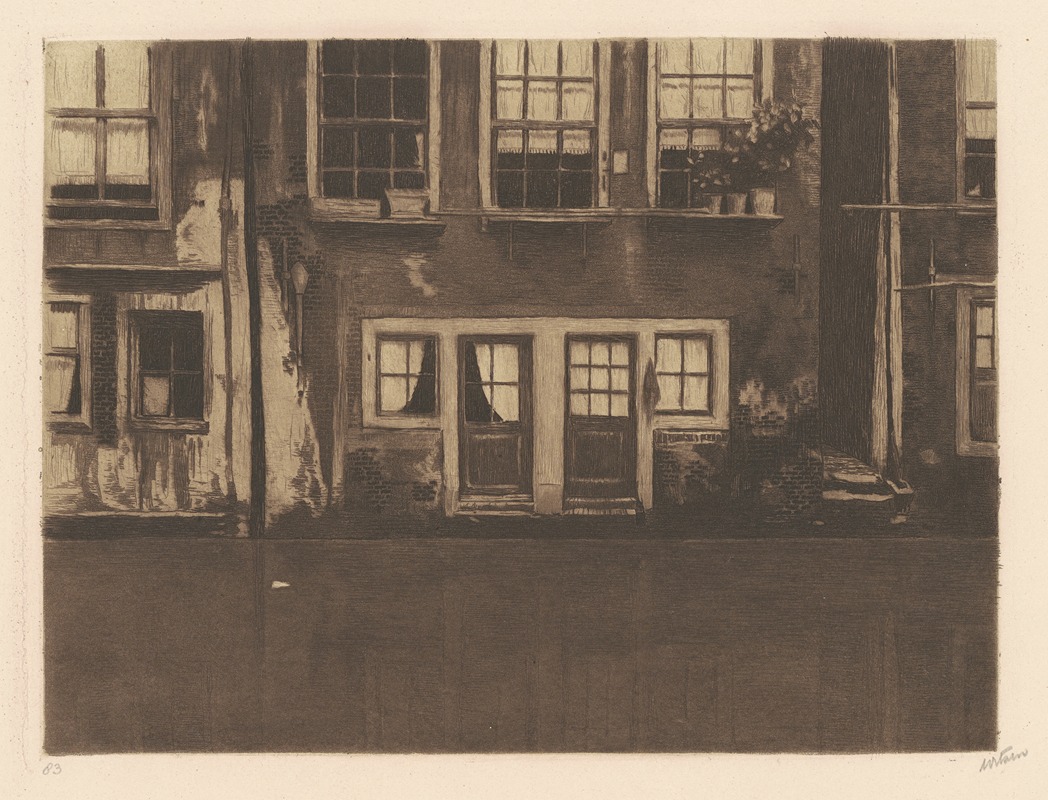 Willem Witsen - Oudezijds Achterburgwal, twee deuren in het midden [The Oudezijds Achterburgwal, with Two Doors in the Middle]