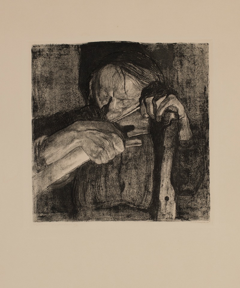 Käthe Kollwitz - Whetting the Scythe, plate 3 from the cycle ‘Peasants’ War’