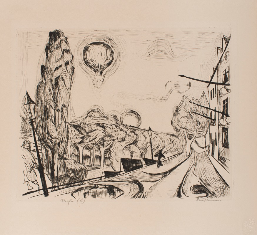 Max Beckmann - Landscape with Balloon, plate 14 from the portfolio ‘Faces’