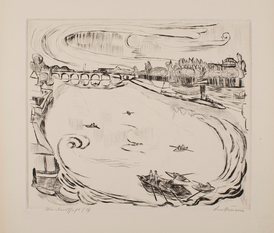 Max Beckmann - Main River Landscape, plate 6 from the portfolio ‘Faces’