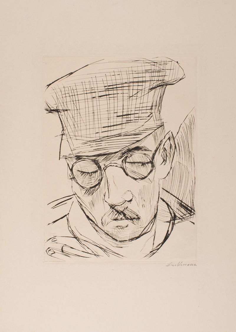 Max Beckmann - Man with Cap and Glasses