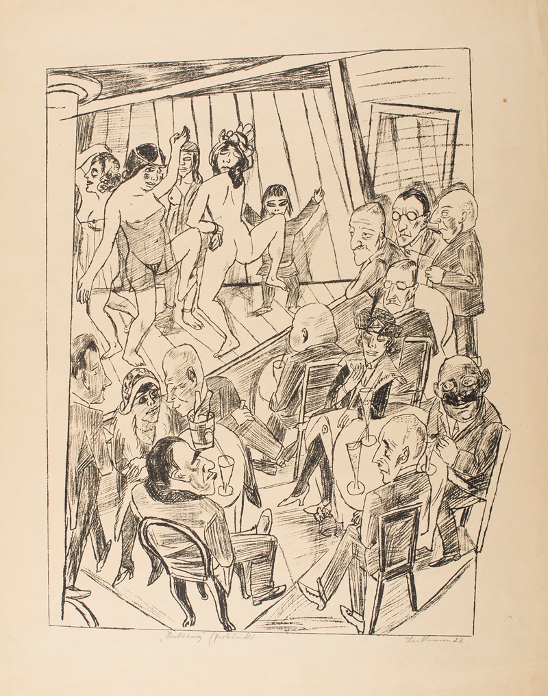 Max Beckmann - Striptease, plate 4 from the series ‘Trip to Berlin 1922’