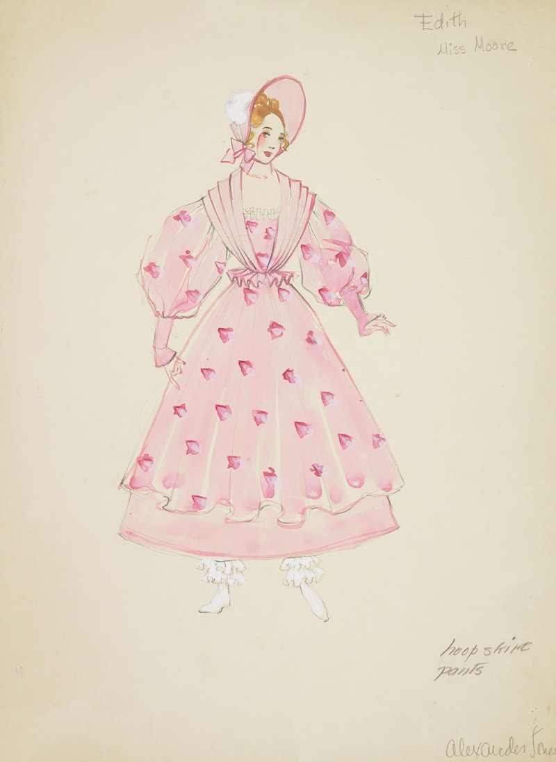 Alex Jones - Pirates of Penzance: Edith. Pink gown with pink shawl, and pink bonnet