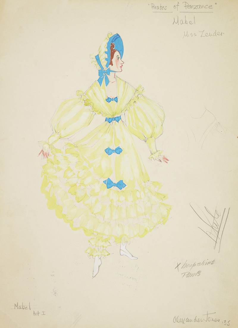 Alex Jones - Pirates of Penzance: Mabel. Ruffled yellow gown with blue bows