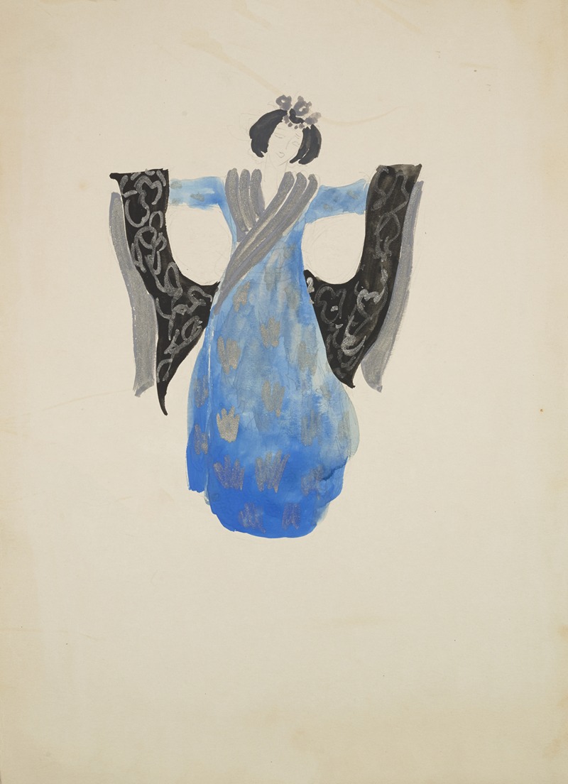 Andrei Hudiakoff - Emperor’s New Clothes: Blue dress with silver neckline and print