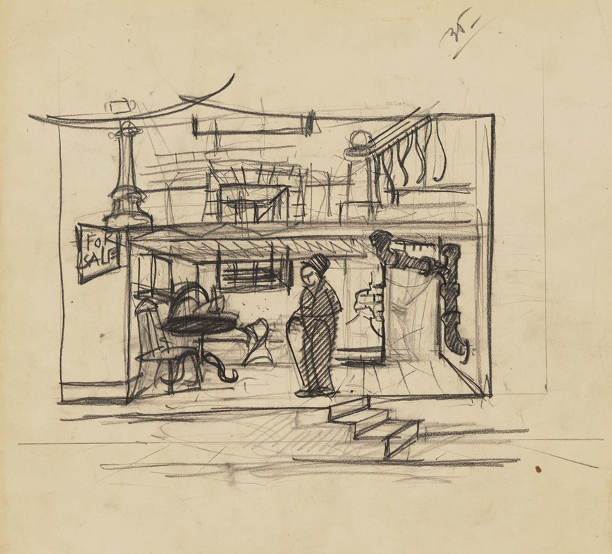 Anonymous - Rough Sketch of Figure in Basement Domestic Interior, Sketch no. 5