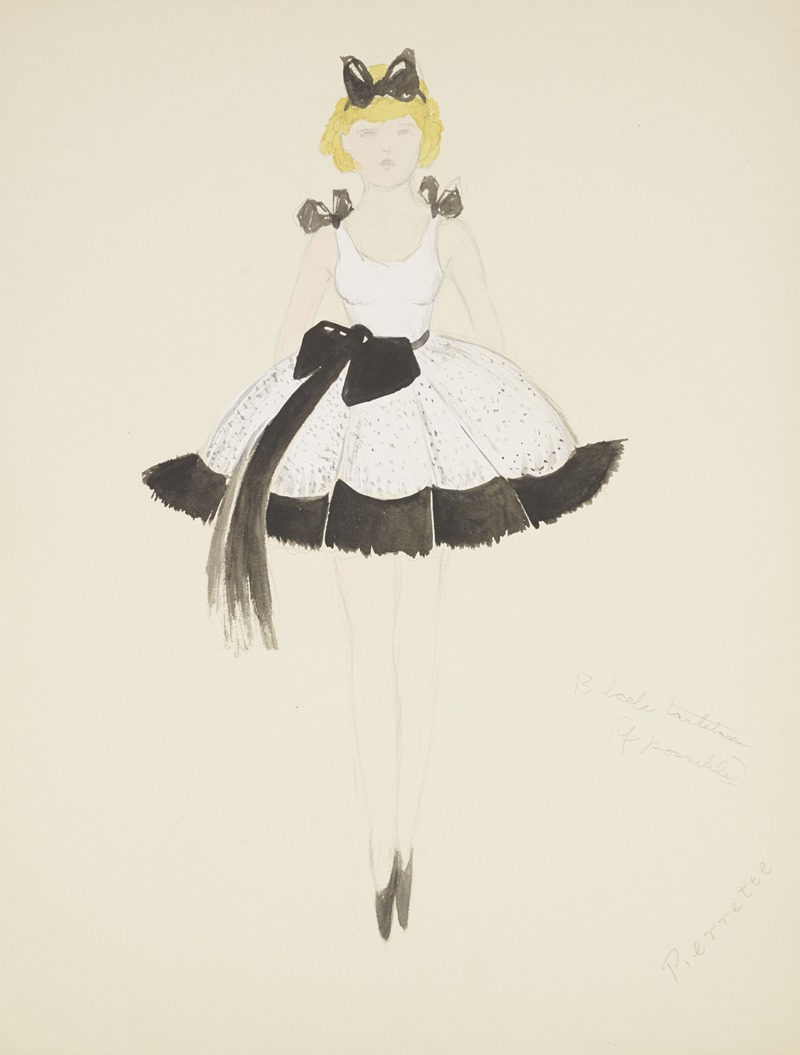 Anonymous - Runaway Clown: Pierrette. White ballerina costume with black hem and bows