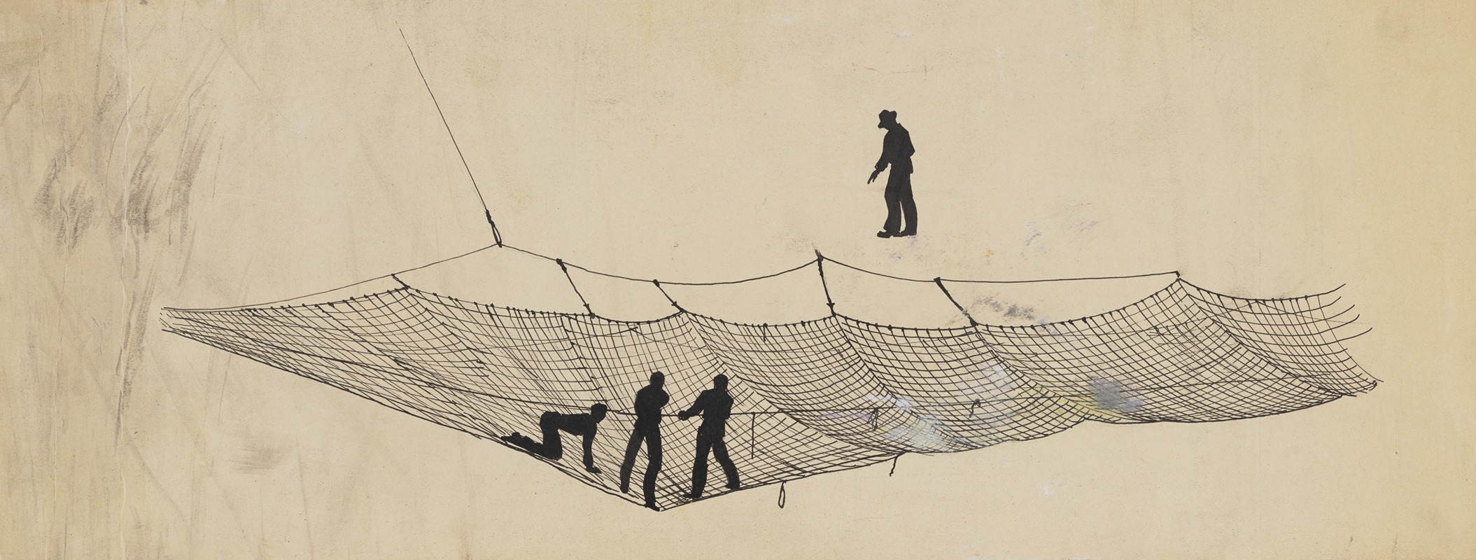 Anonymous - Silhouettes of Human Figures in and above a Net