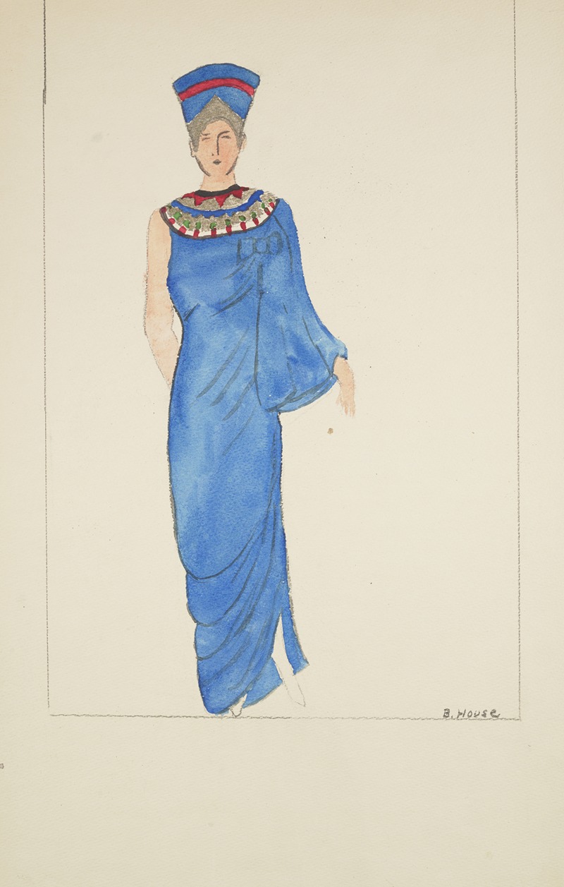 B. House - The Sun and I: Blue gown with beaded patterned neckline