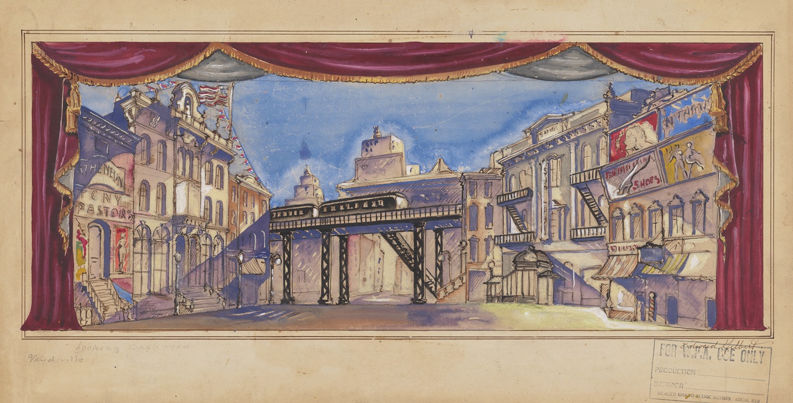 Edward Gilbert - Looking Backward: Unidentified Scene with High Line and Neighborhood