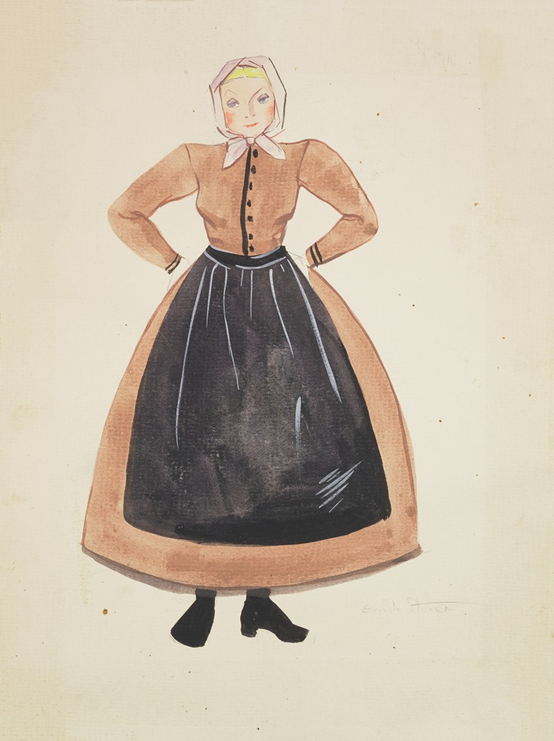 Emile Stoner - Hraun Farm: Brown dress, black apron, and white kerchief