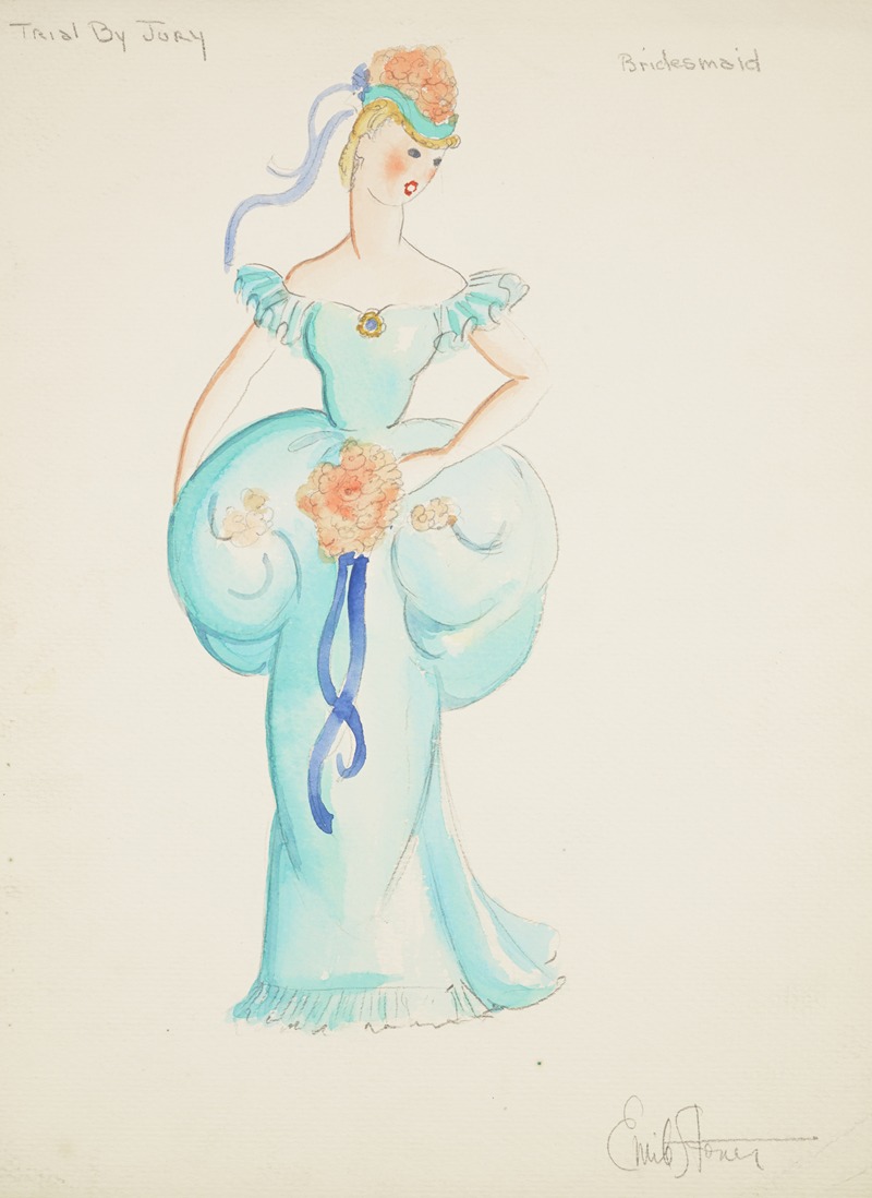 Emile Stoner - Trial by Jury: Bridesmaid. Blue gown with puffed waist