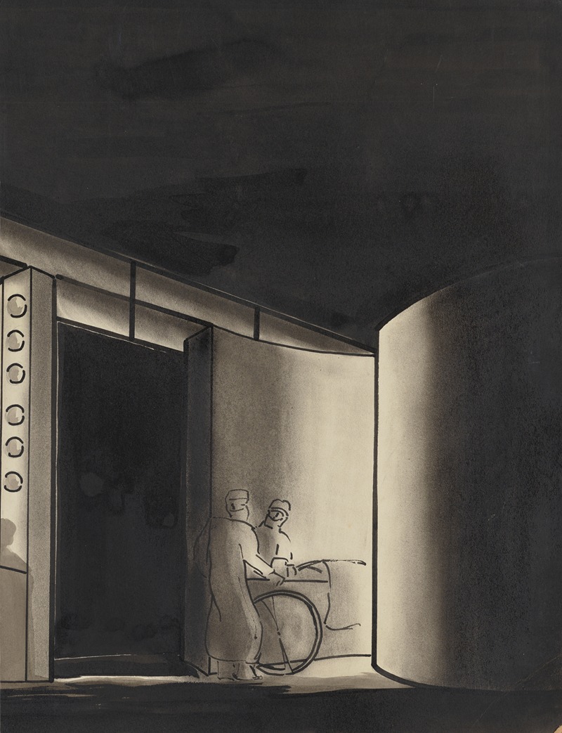 Frederick Stover - Professor Mamlock: Two Figures in Dark Passageway (Sketch no. 2)