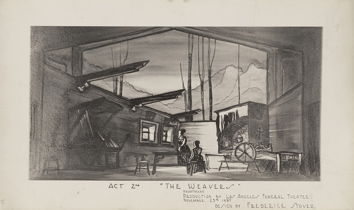 Frederick Stover - The Weavers: Act 2nd (Weaving Shop Interior against Mountains)