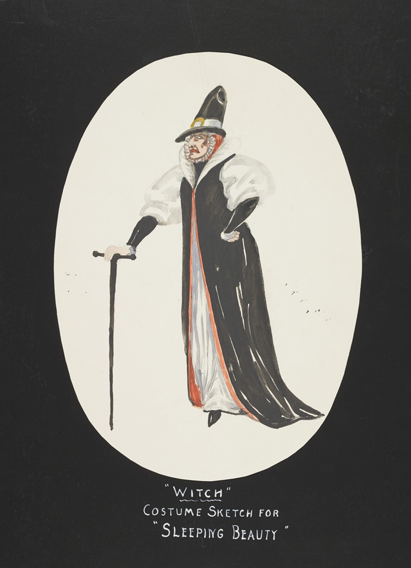 John Glidden - Sleeping Beauty: Witch. White gown with black coat, and high collar