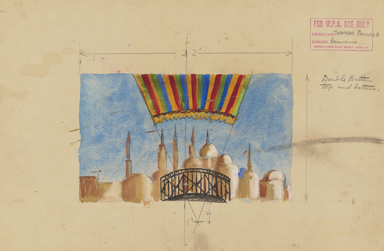 Manuel Essman - Seamen’s Ballad: Drop Painted as Canopy of Hot-Air Balloon Over City