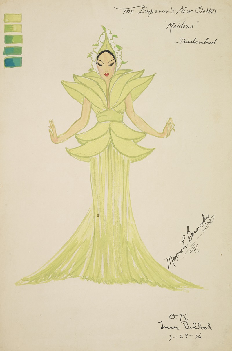 Maxine Borowsky - Emperor’s New Clothes: Maidens green gown with top shaped like leaves