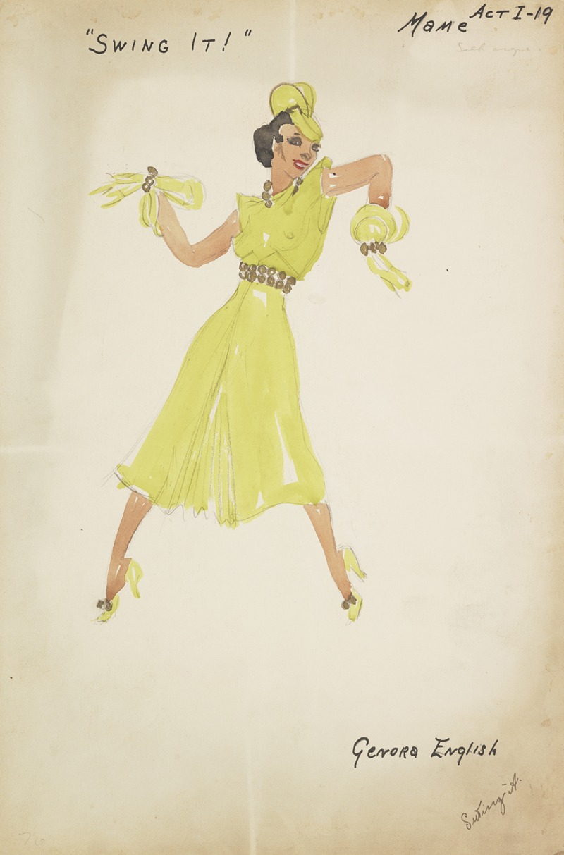 Maxine Borowsky - Swing It: Mame. Green gown, green gloves, green pumps, & green hat