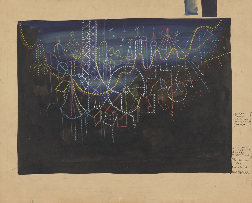 Nat Karson - Horse Eats Hat: Sketch no. 2 Back Drop (Carnival Lights)