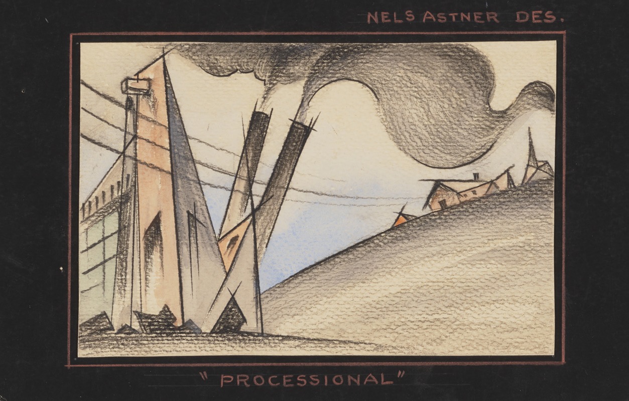 Nels Astner - Processional: Sketch no. 1 (Factory Smokestacks, Houses)