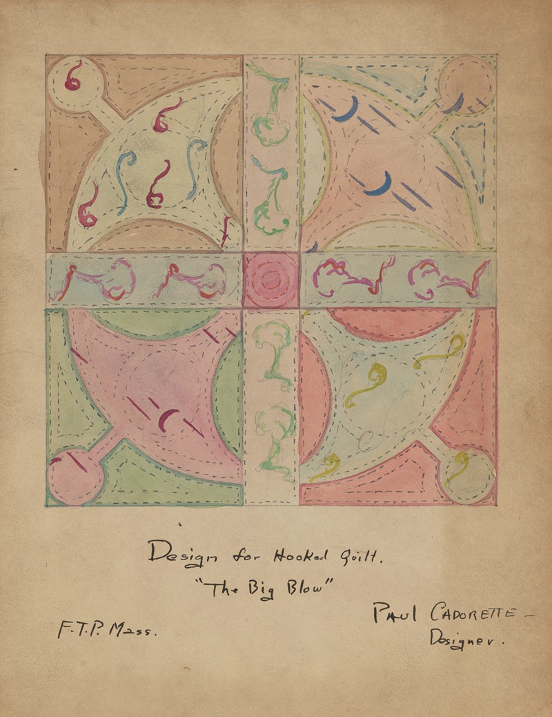 Paul Cadorette - Big Blow, The: Sketch no. 1, Design for Hooked Quilt