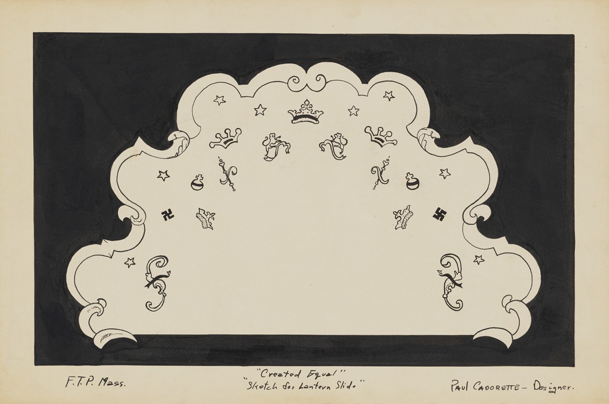 Paul Cadorette - Created Equal: Sketch no. 10, Sketch for Lantern Slide (Frame)