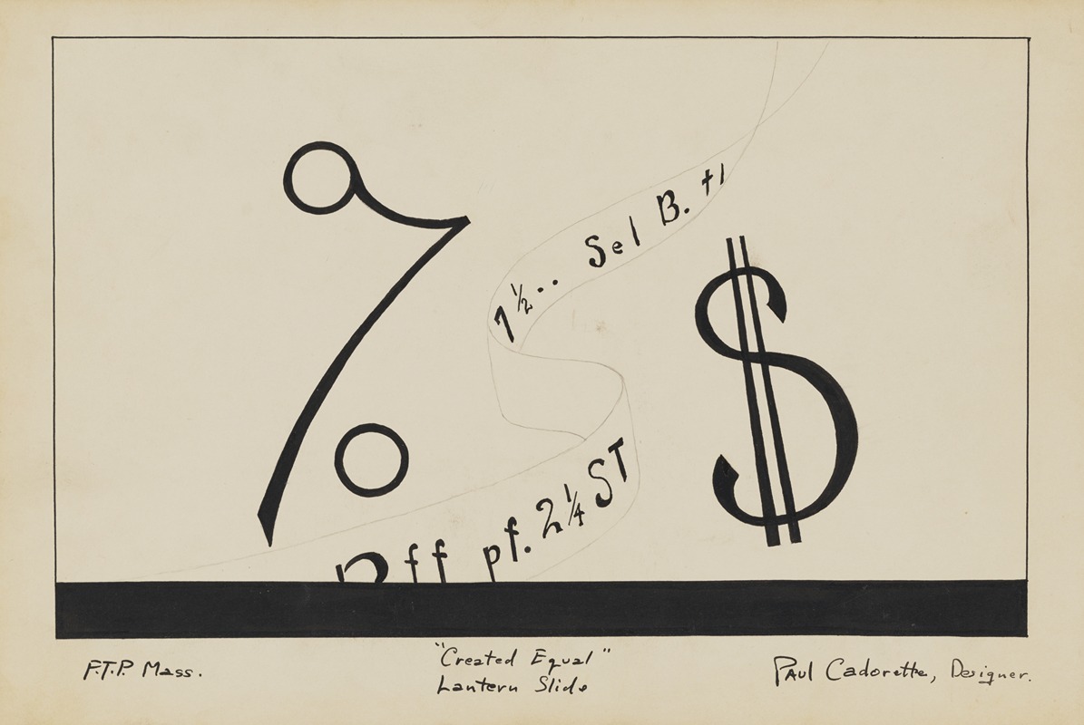 Paul Cadorette - Created Equal: Sketch no. 12, Lantern Slide (Ticker Tape and Financial Symbols)