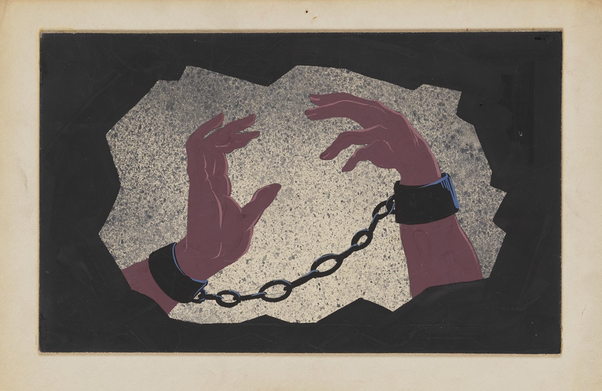 Paul Cadorette - Created Equal: Sketch no. 21, Stereopticon Background (Hands in Manacles)