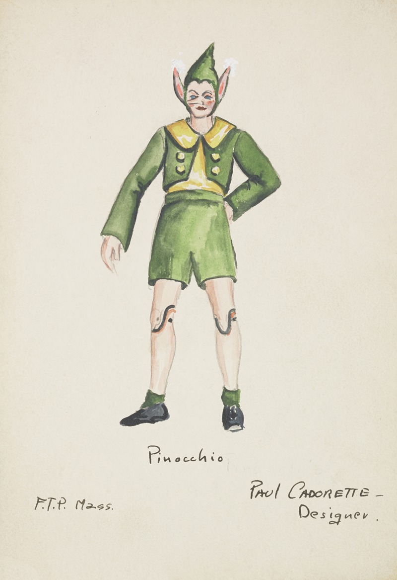 Paul Cadorette - Pinocchio: Yellow shirt, green coat, green shorts, and green cap with velvet ears