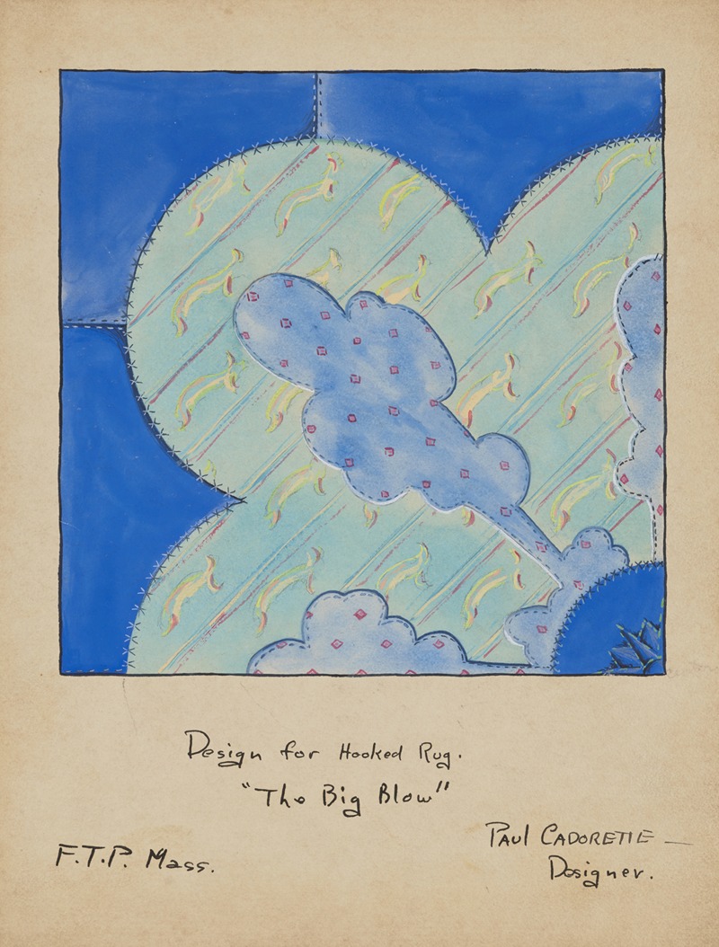 Paul Cadorette - The Big Blow: Sketch no. 4, Design for Hooked Rug