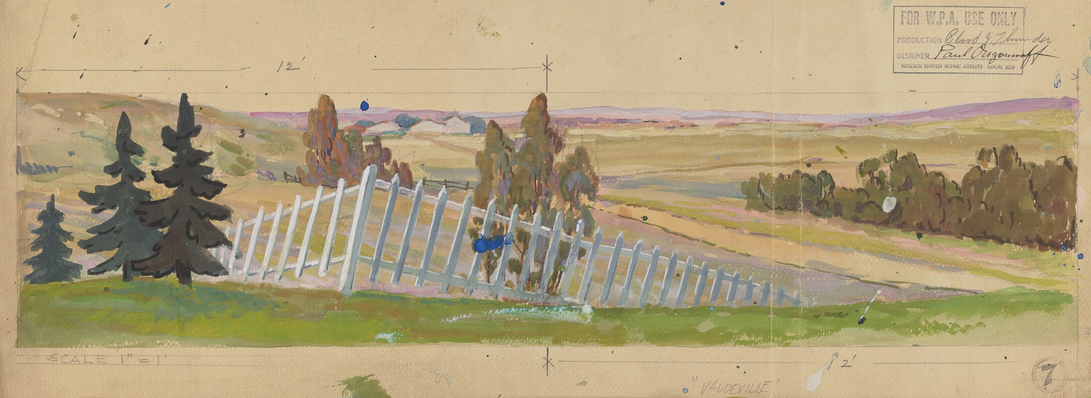 Paul Ouzounoff - Blood and Thunder: Sketch no. 4 (Picket Fence with Trees and Fields)