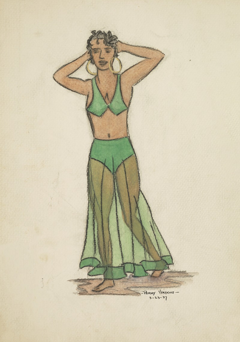 Perry Watkins - Case of Philip Lawrence: green bandeau and sheer skirt