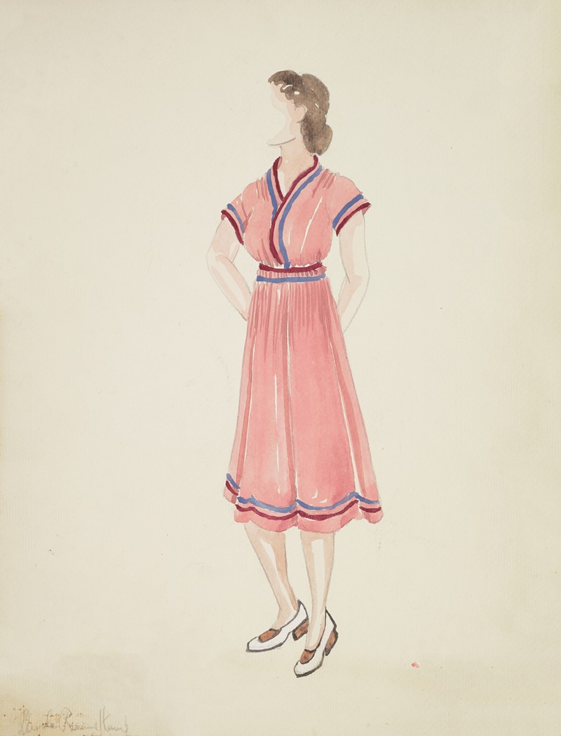 Rhoda Rammelkamp - Mr. Dooley, Jr.: Mrs. Anders. Pink dress with red and blue lines