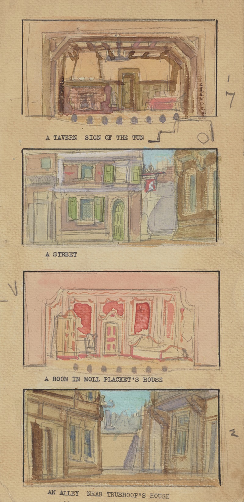 Wood MacLane - The Disappointment: Sketch no. 2, A Tavern Sign of the Tun, A Street…