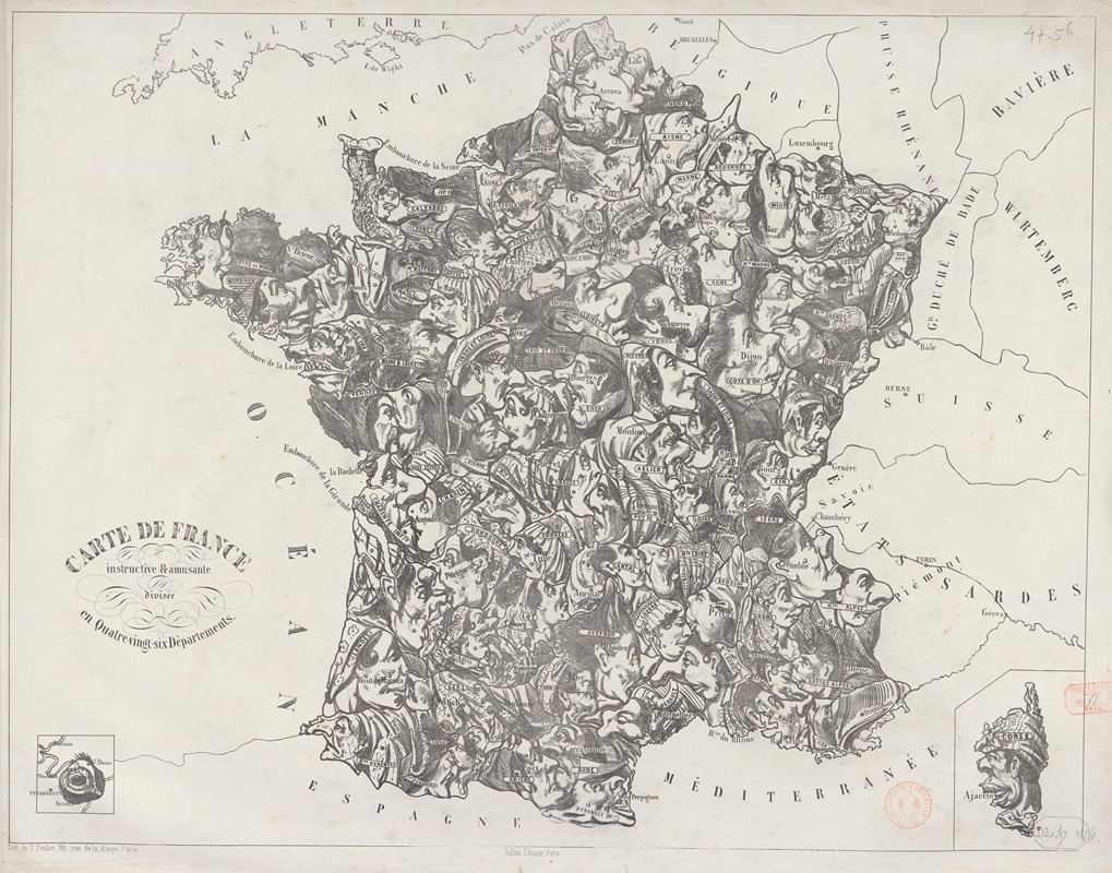 Achille Belloguet - Carte de France instructive et amusante divisée en Quatrevingt six Départements