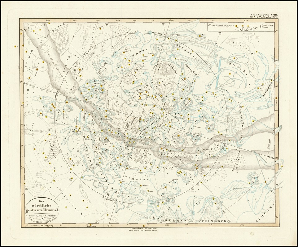 Adolf Stieler - Celestial map of the Northern Hemisphere