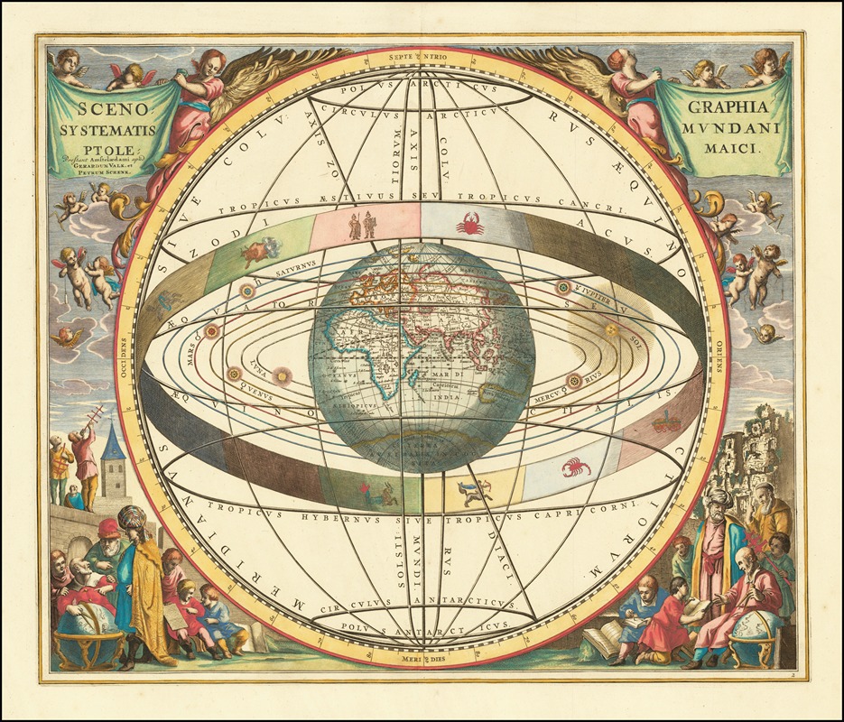 Andreas Cellarius - (Ptolemaic Solar System) Scenographia Systematis Mundani Ptolemaici . . .